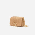 Raffia Bow Charm Shoulder Bag