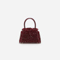 Burgundy Embellished Micro Bow Bag