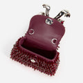 Burgundy Embellished Micro Bow Bag