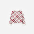 Burgundy Check Cardigan
