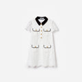 White Lace Contrast Collar Dress