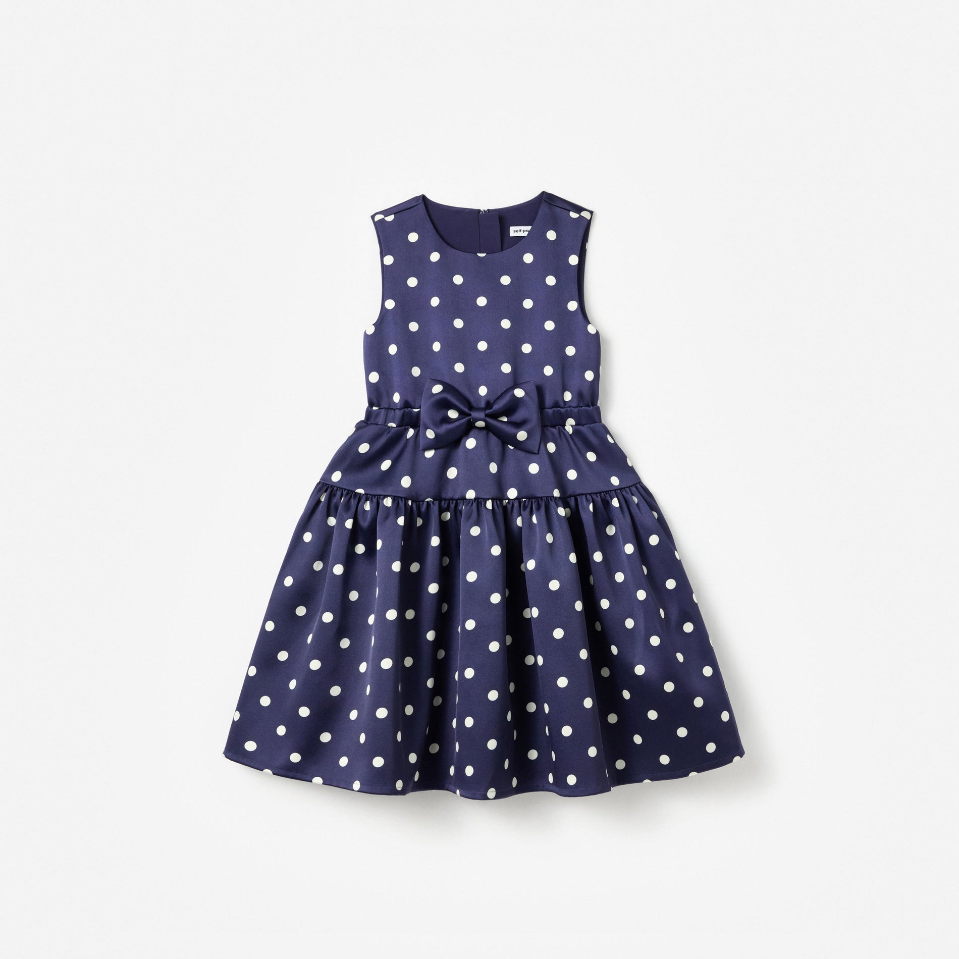 Navy Taffeta Polka Dot Dress