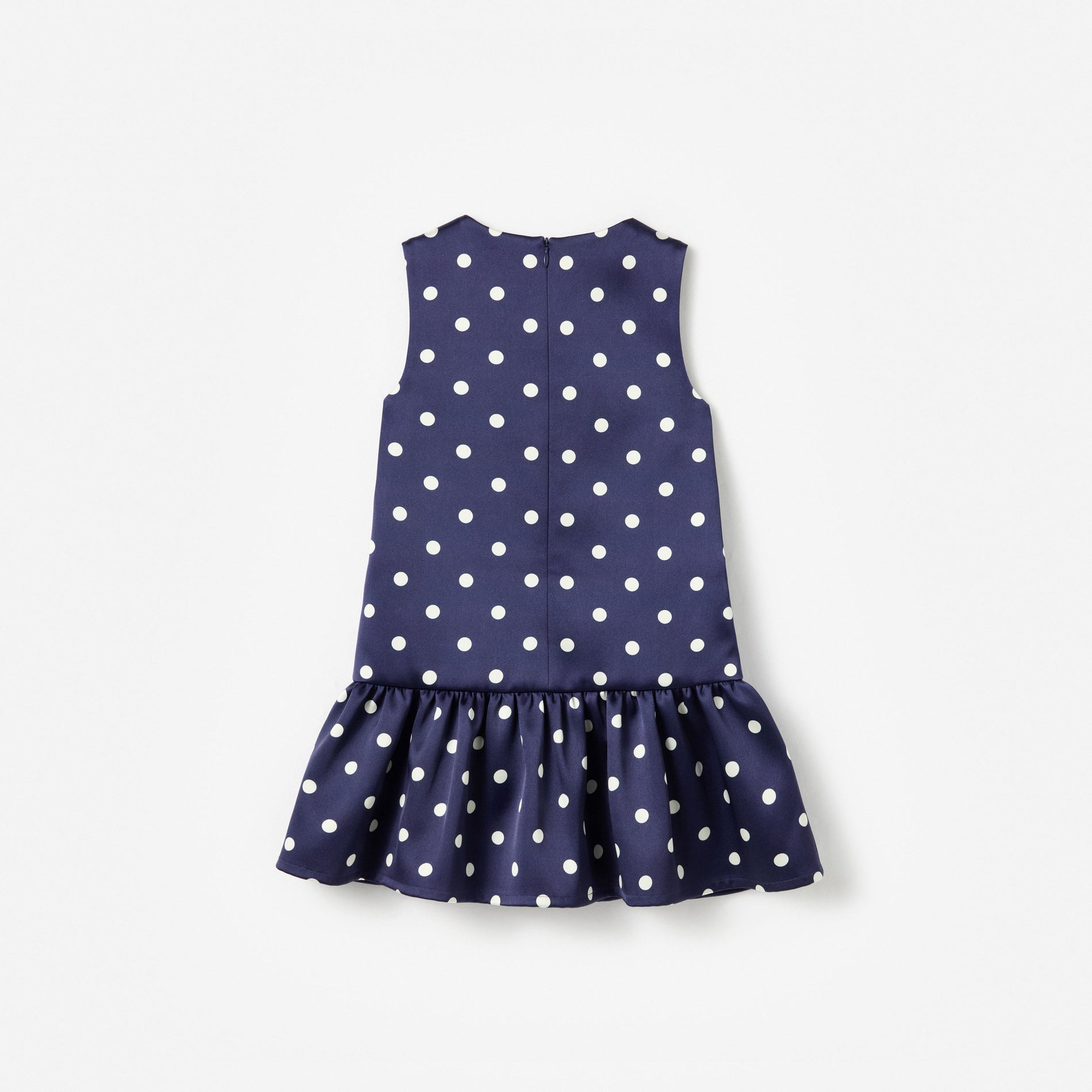 Navy Taffeta Polka Dot Button Down Dress