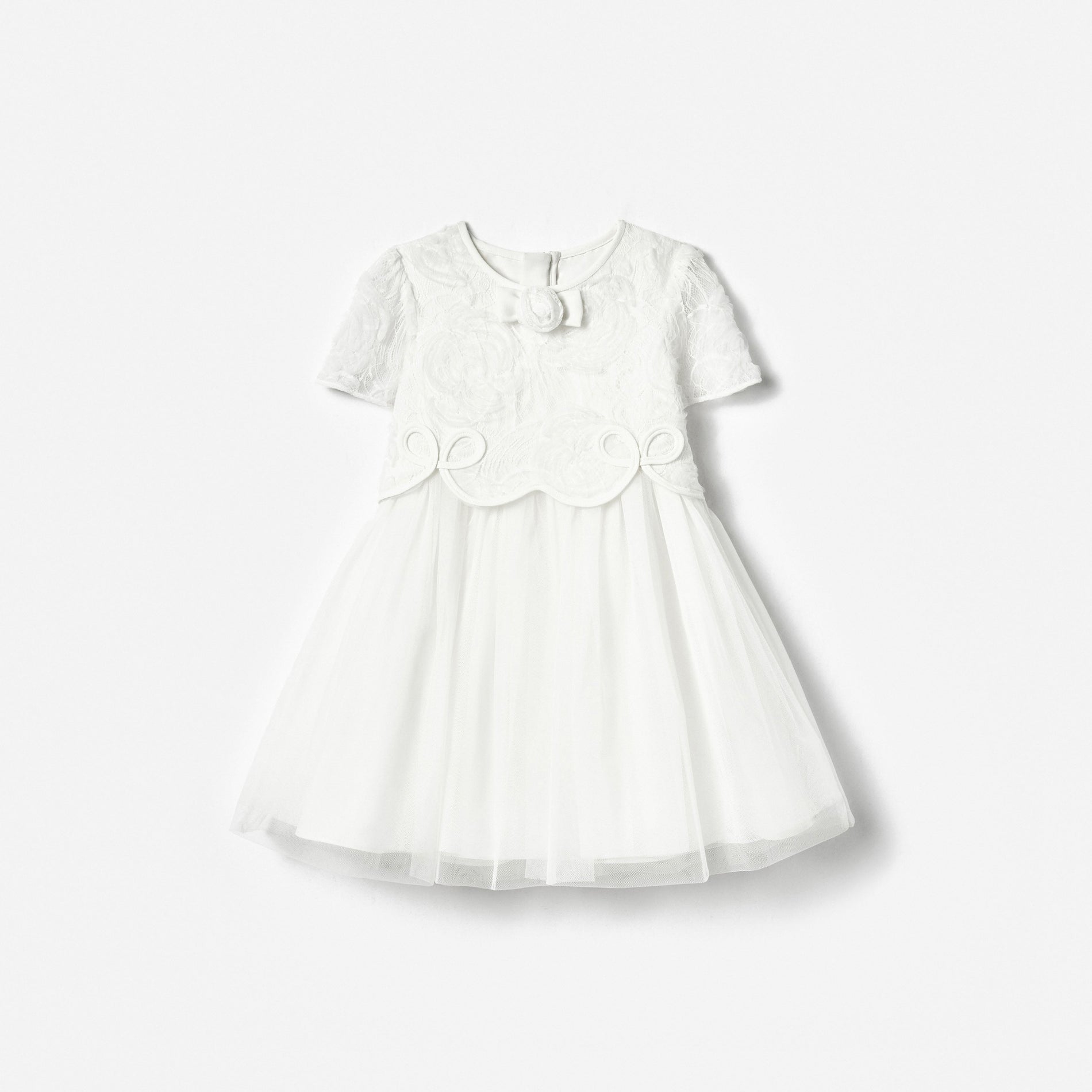 White Lace Bow Detail Dress