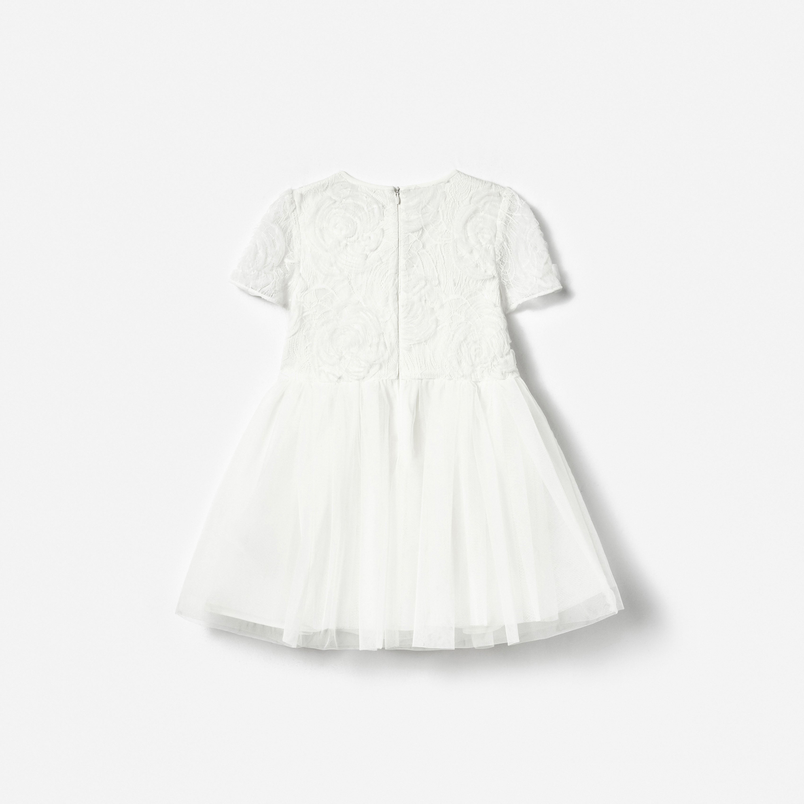 White Lace Bow Detail Dress