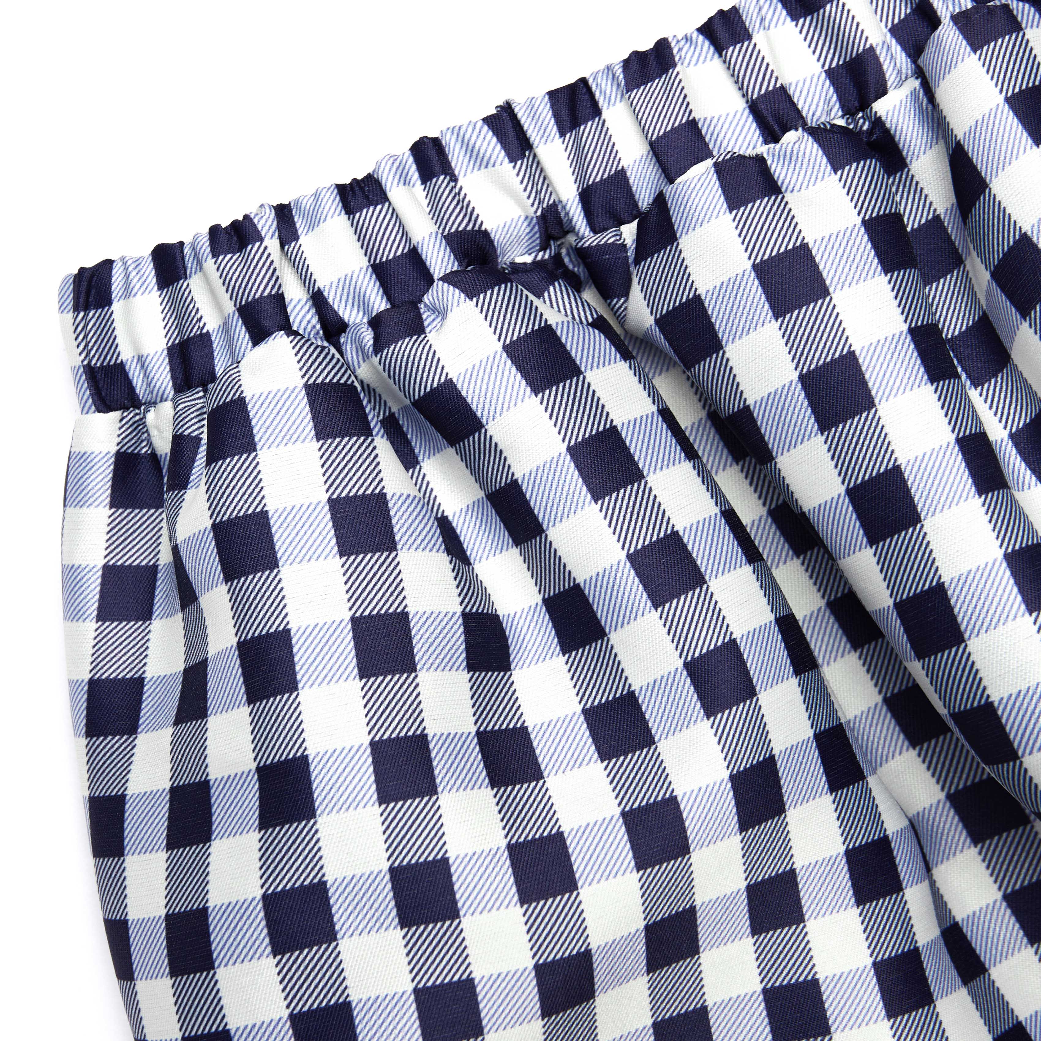 Navy Gingham Taffeta Skirt