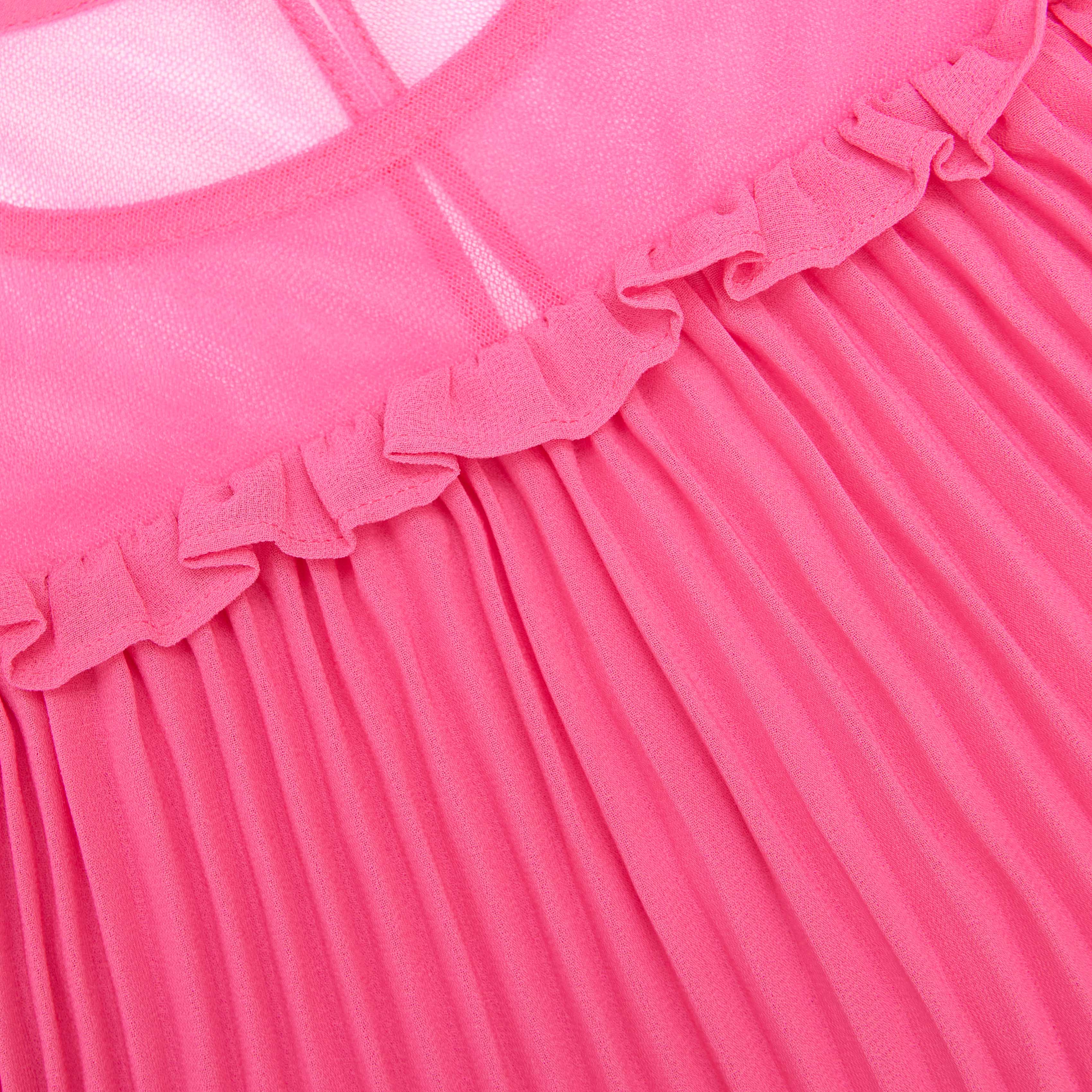 Pink Chiffon Long Sleeve Dress