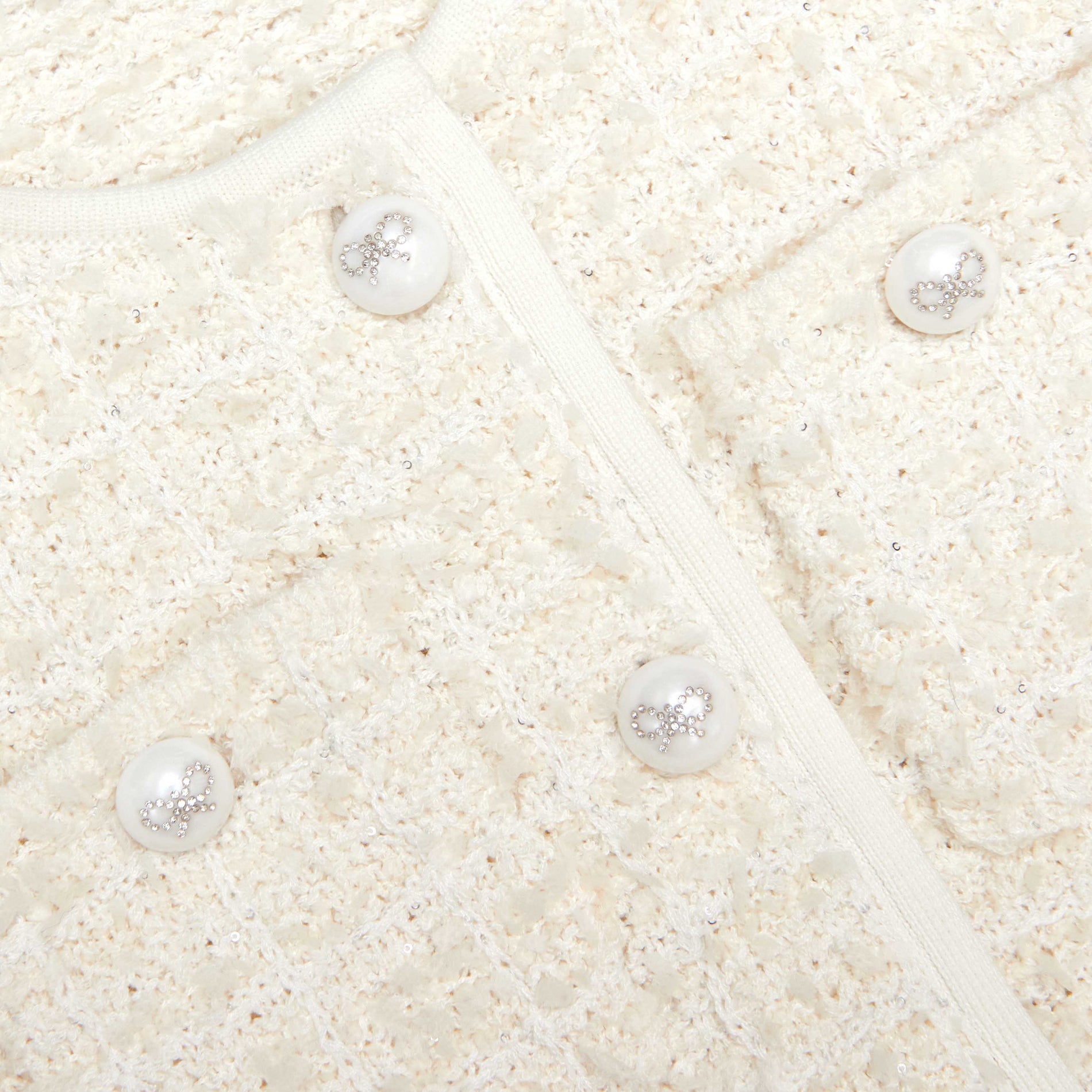 Cream Textured Bow Detail Cardigan