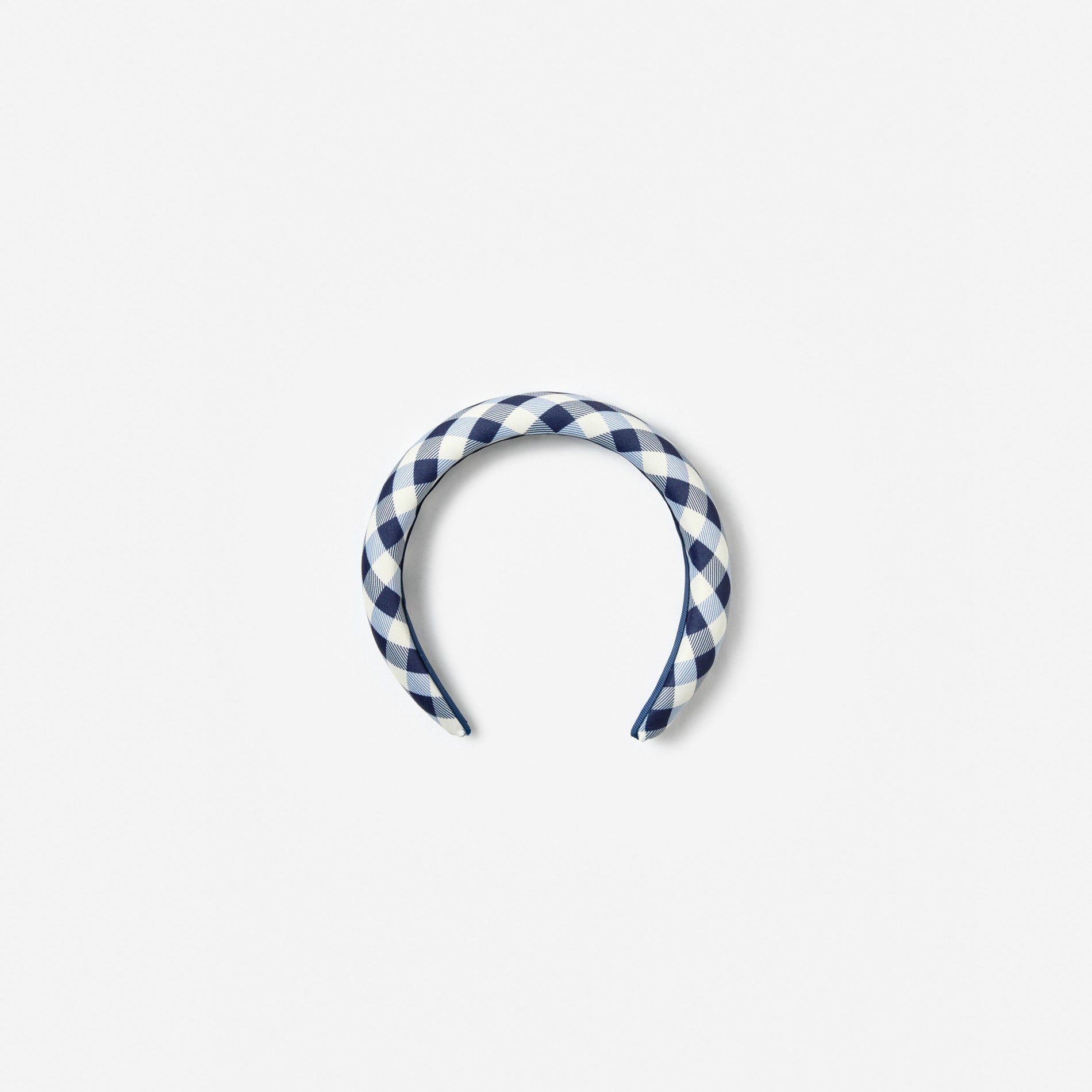 Navy Gingham Taffeta Headband