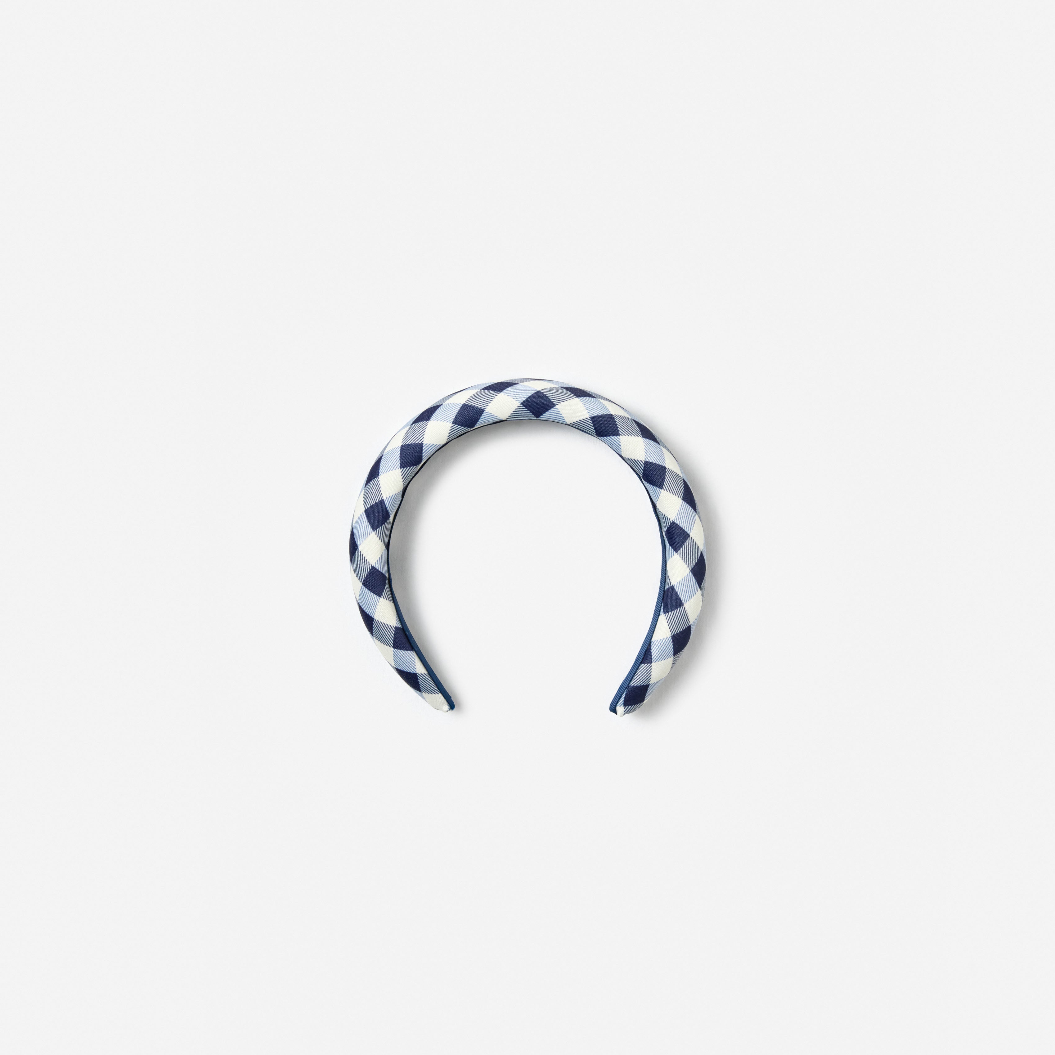 Navy Gingham Taffeta Headband