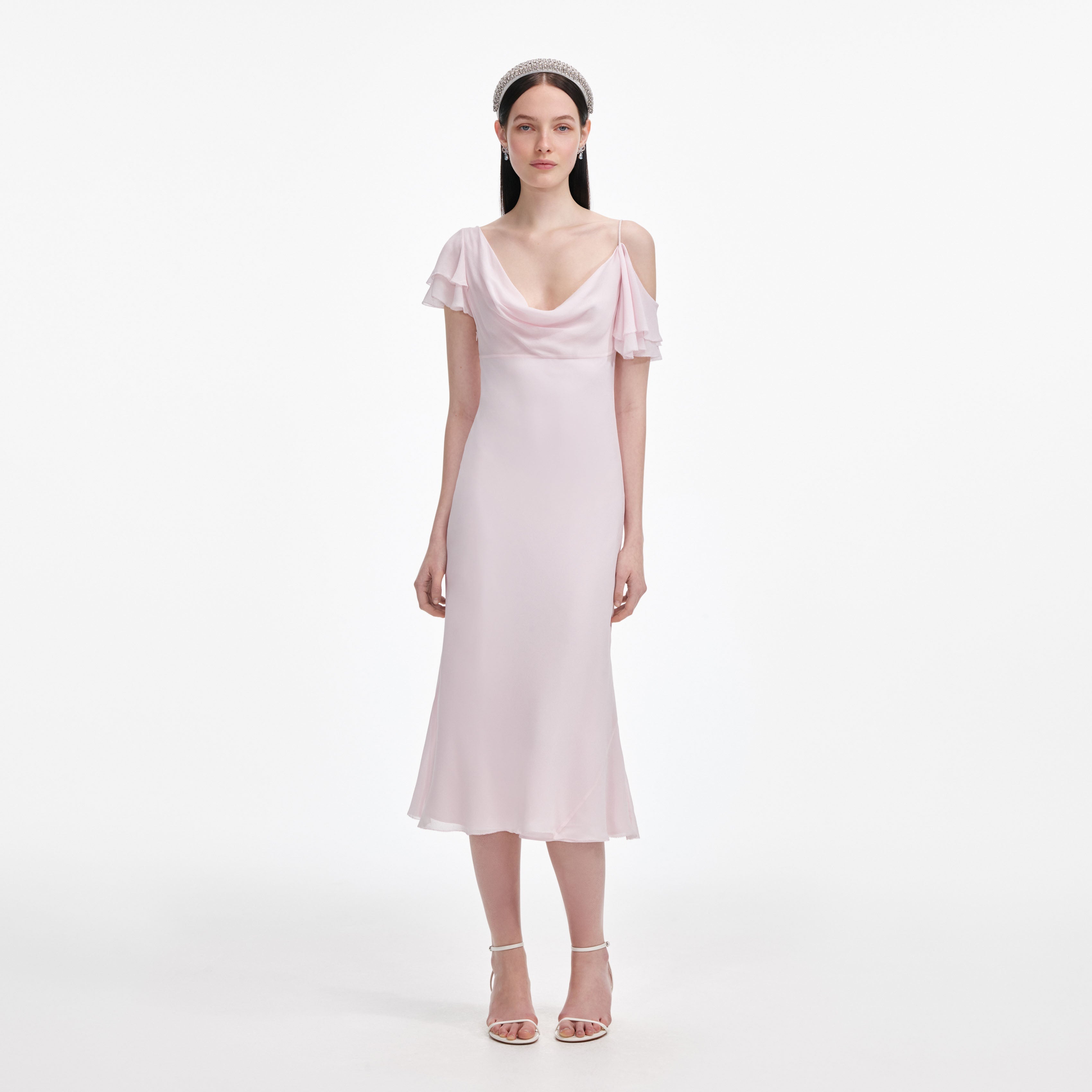 frilled midi dress Holly Stripe Frill Midi Dress