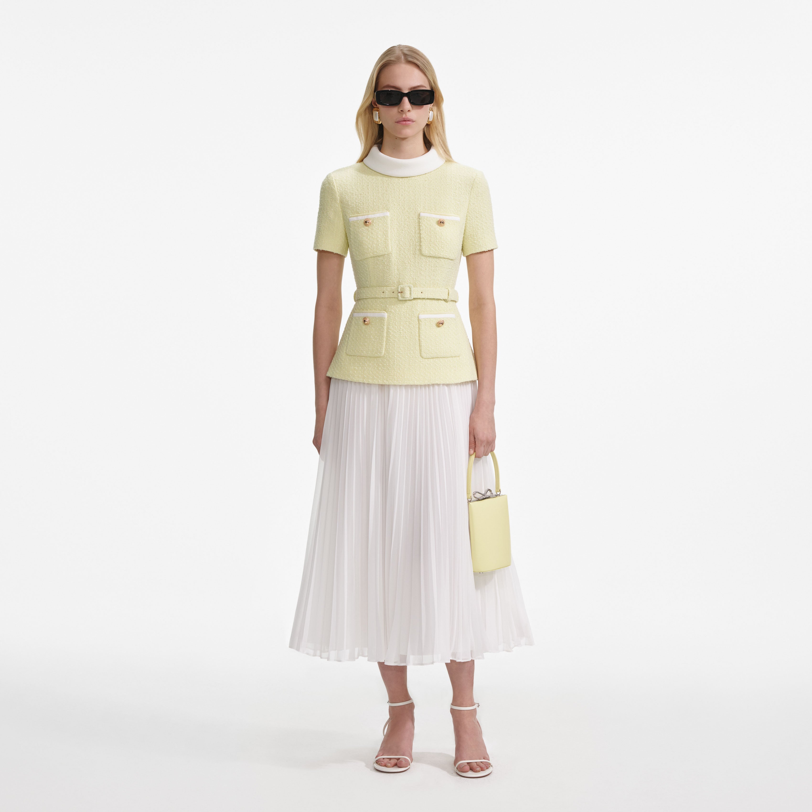 Yellow Boucle Midi Dress Yellow Boucle Midi Dress