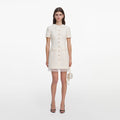 Cream Boucle Lace Trim Tailored Mini Dress