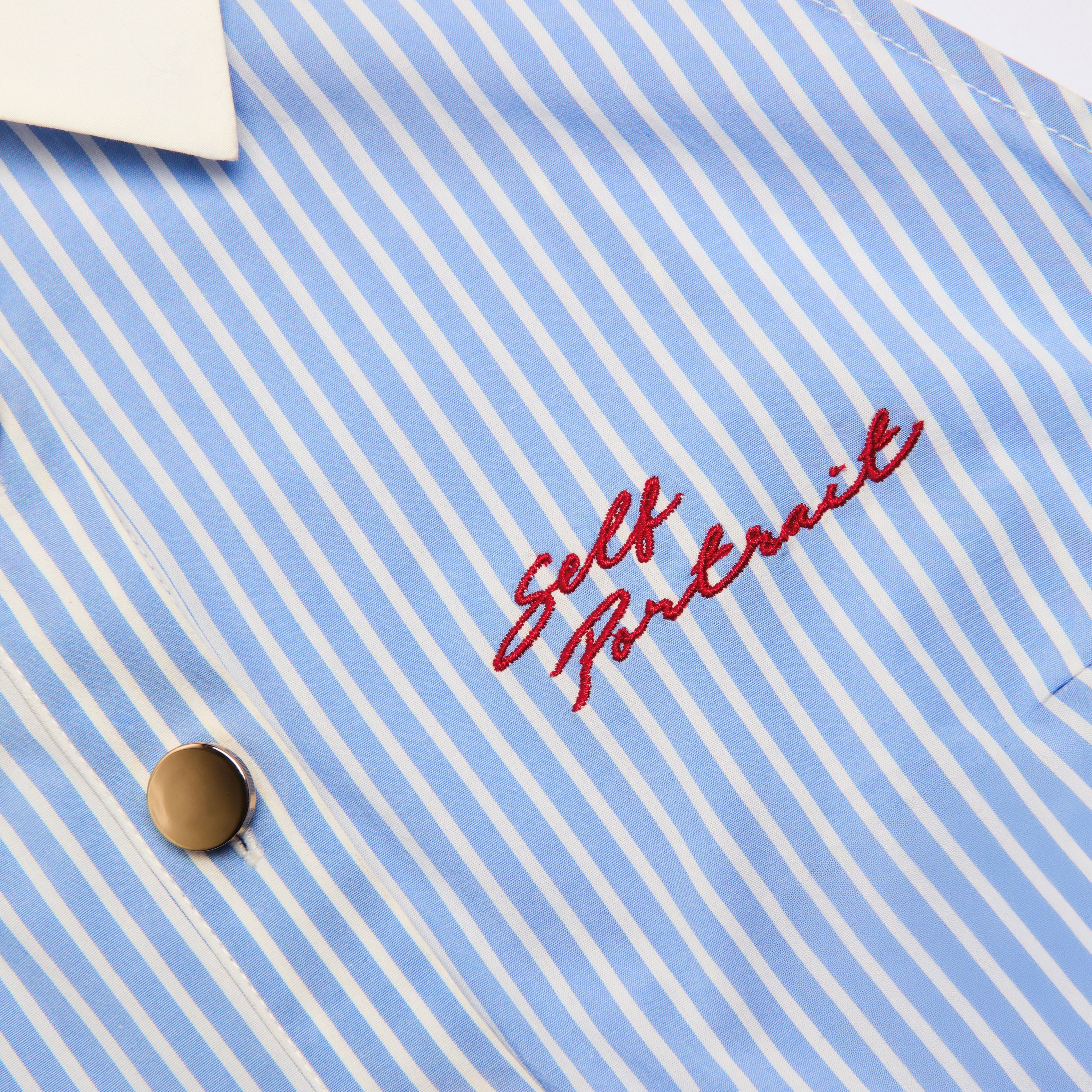 Blue Striped Cotton Midi Dress