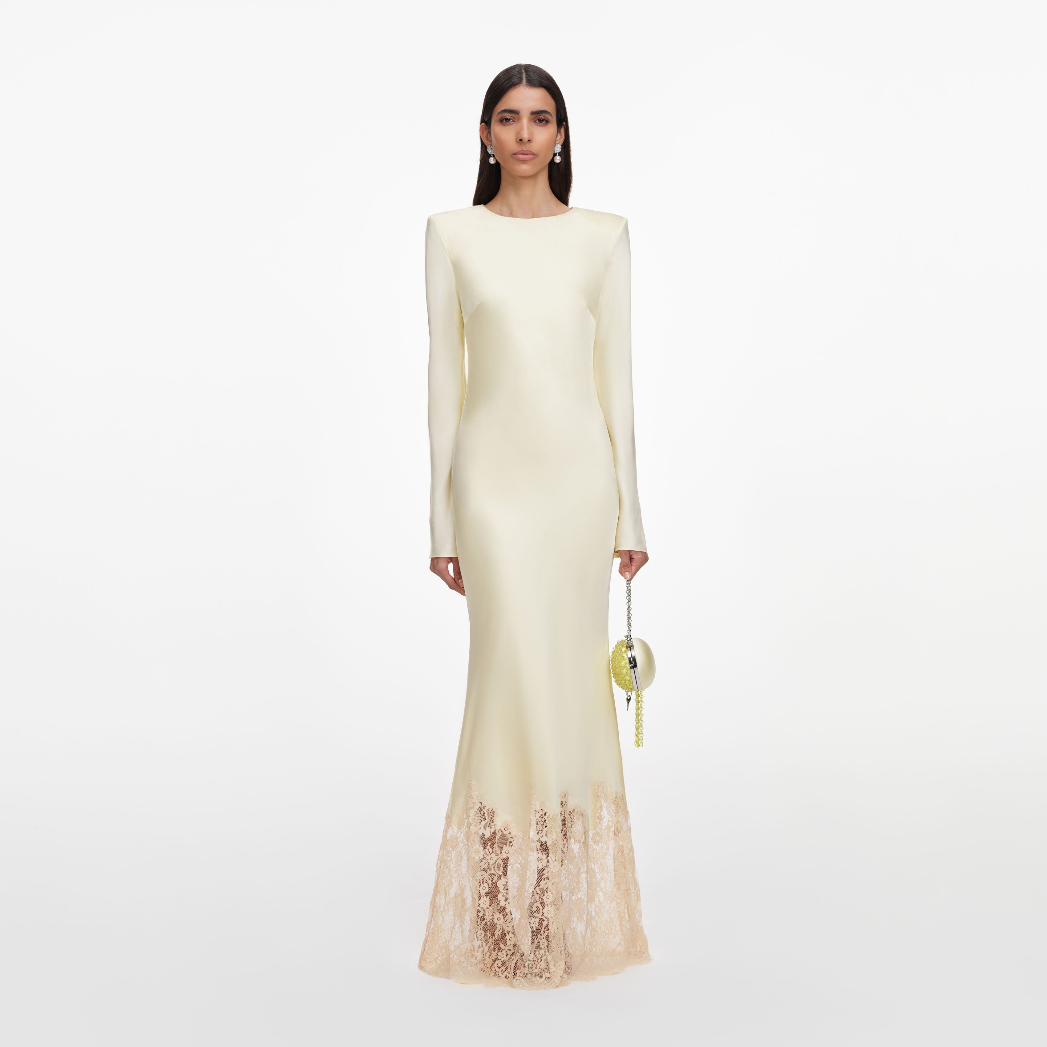 self-portrait - Yellow Viscose Lace Maxi Dress - US 0 self-portrait - Yellow Viscose Lace Maxi Dress - US 0