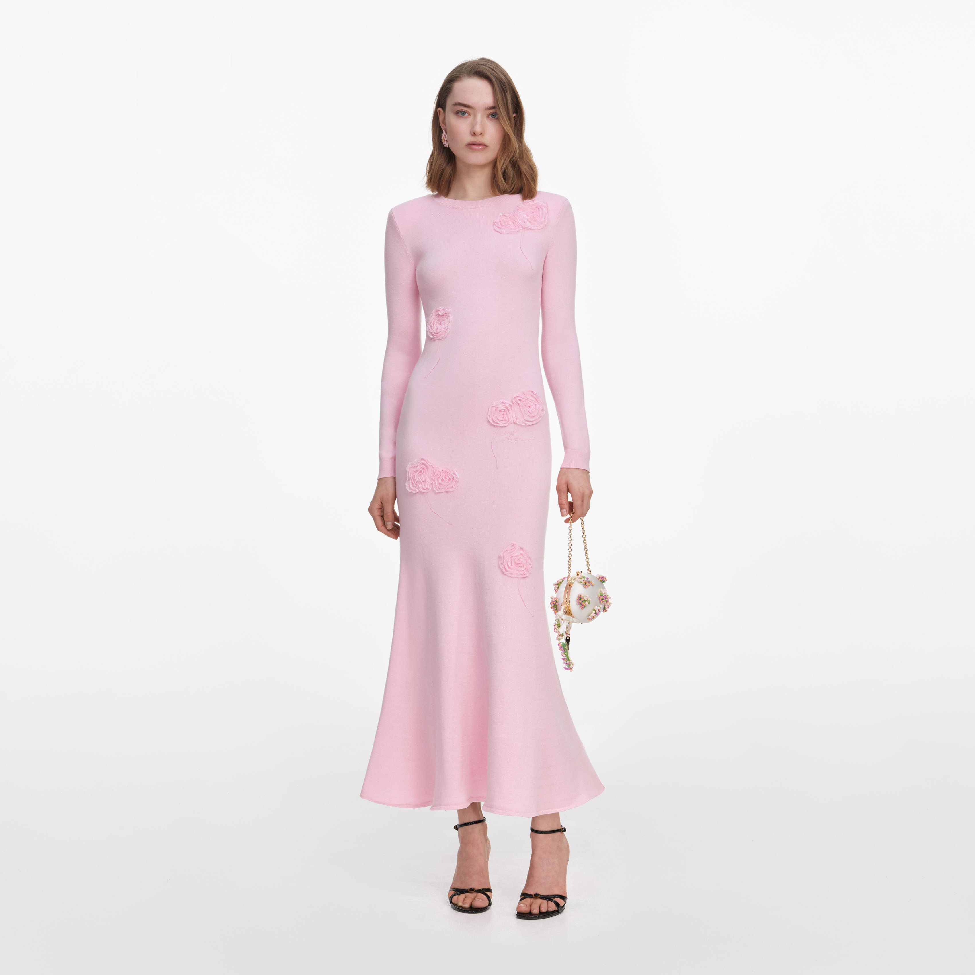 pink knit midi dress self-portrait - Flower size:5