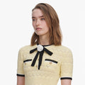 Yellow Pointelle Knit Mini Dress