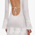 White Open Back Knitted Mini Dress