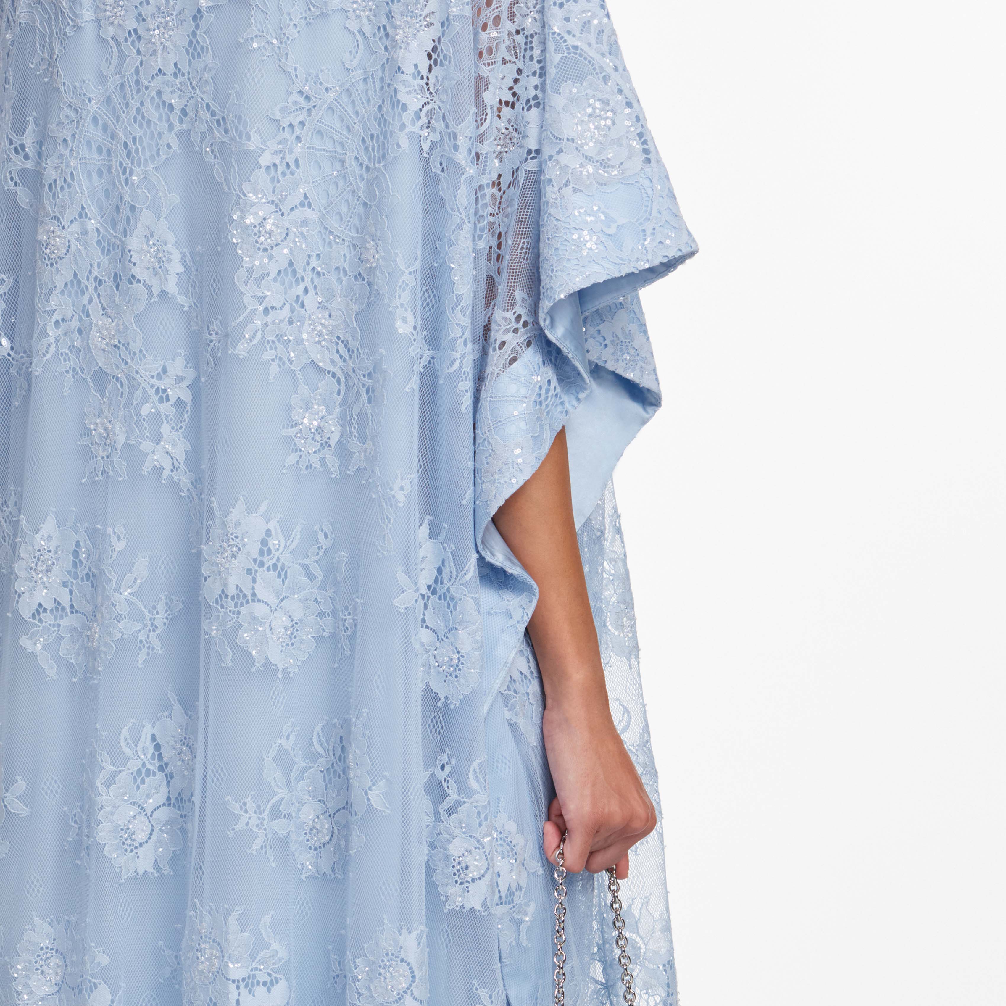 Blue Embellished Lace Kaftan