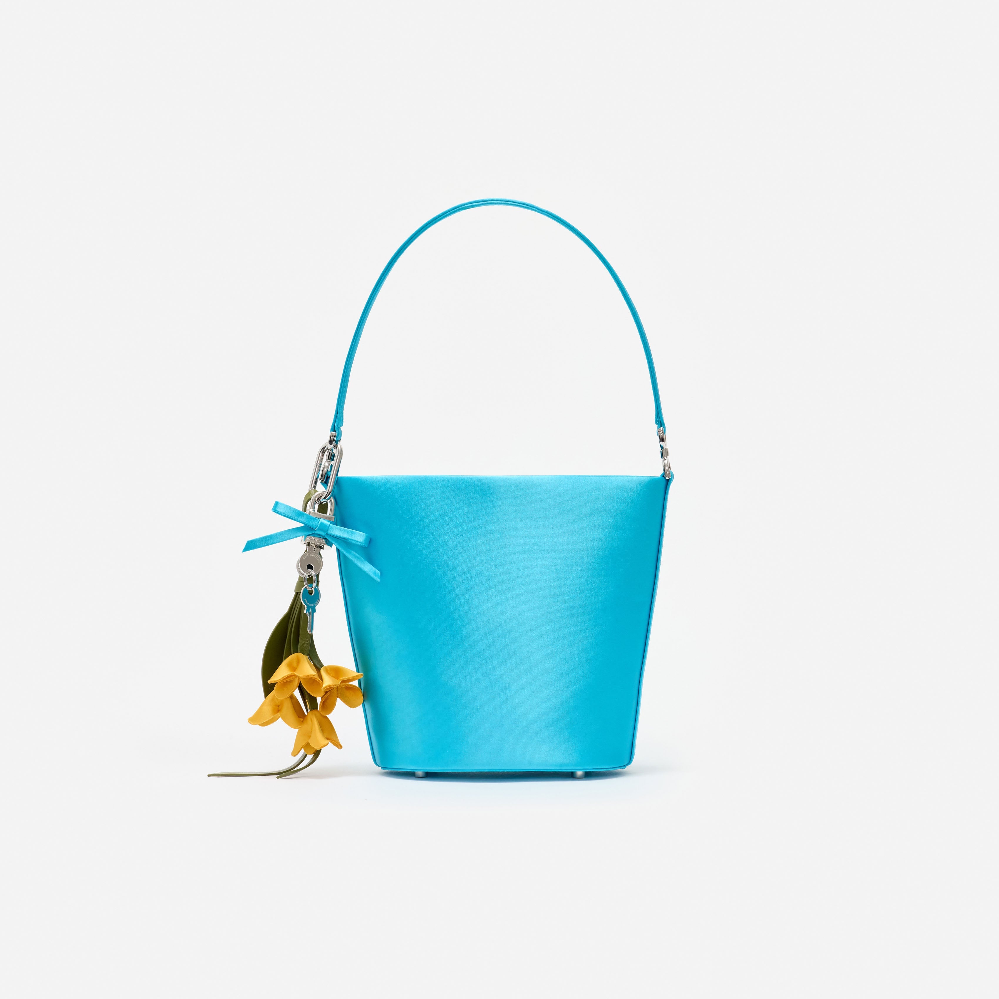 Blue Satin Bucket Bag