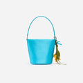 Blue Satin Bucket Bag