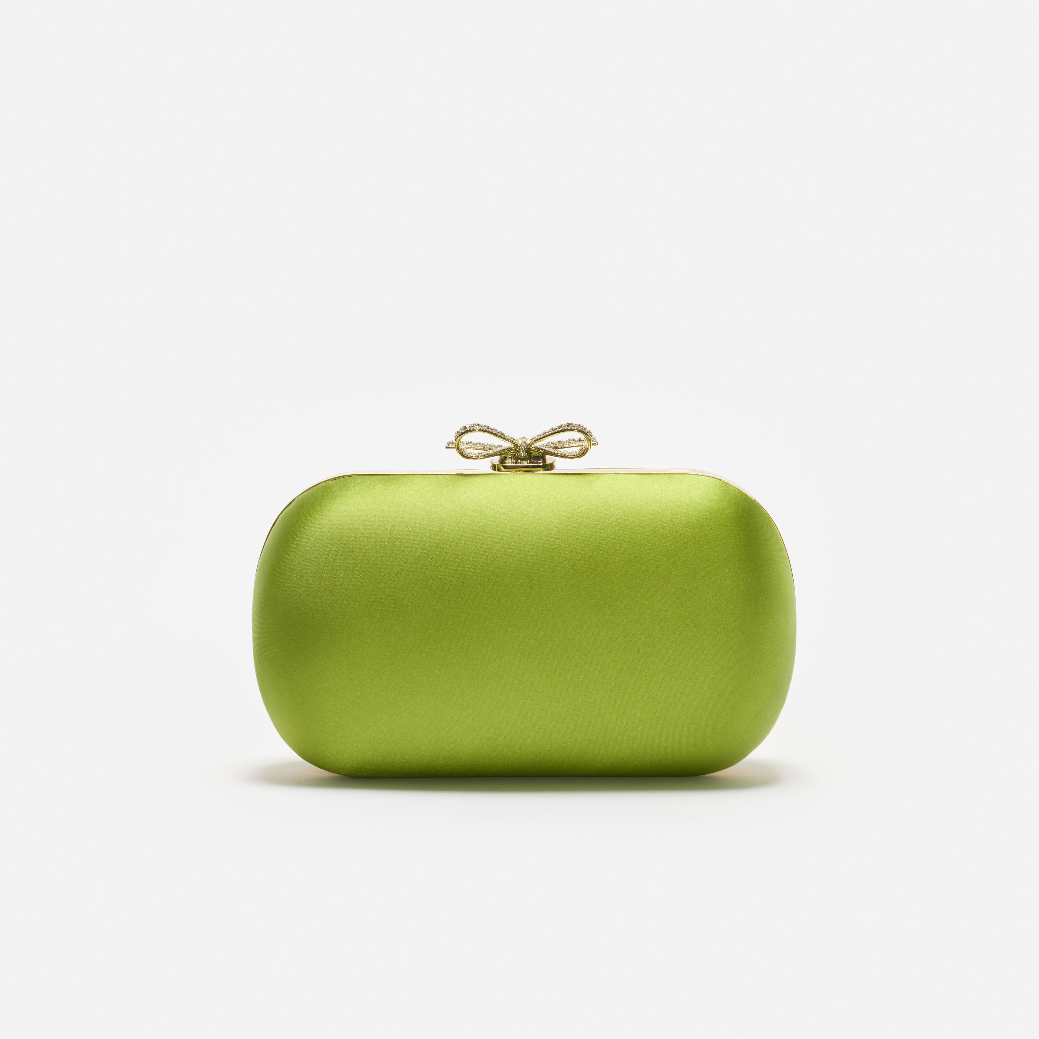 Green Satin Clutch Bag