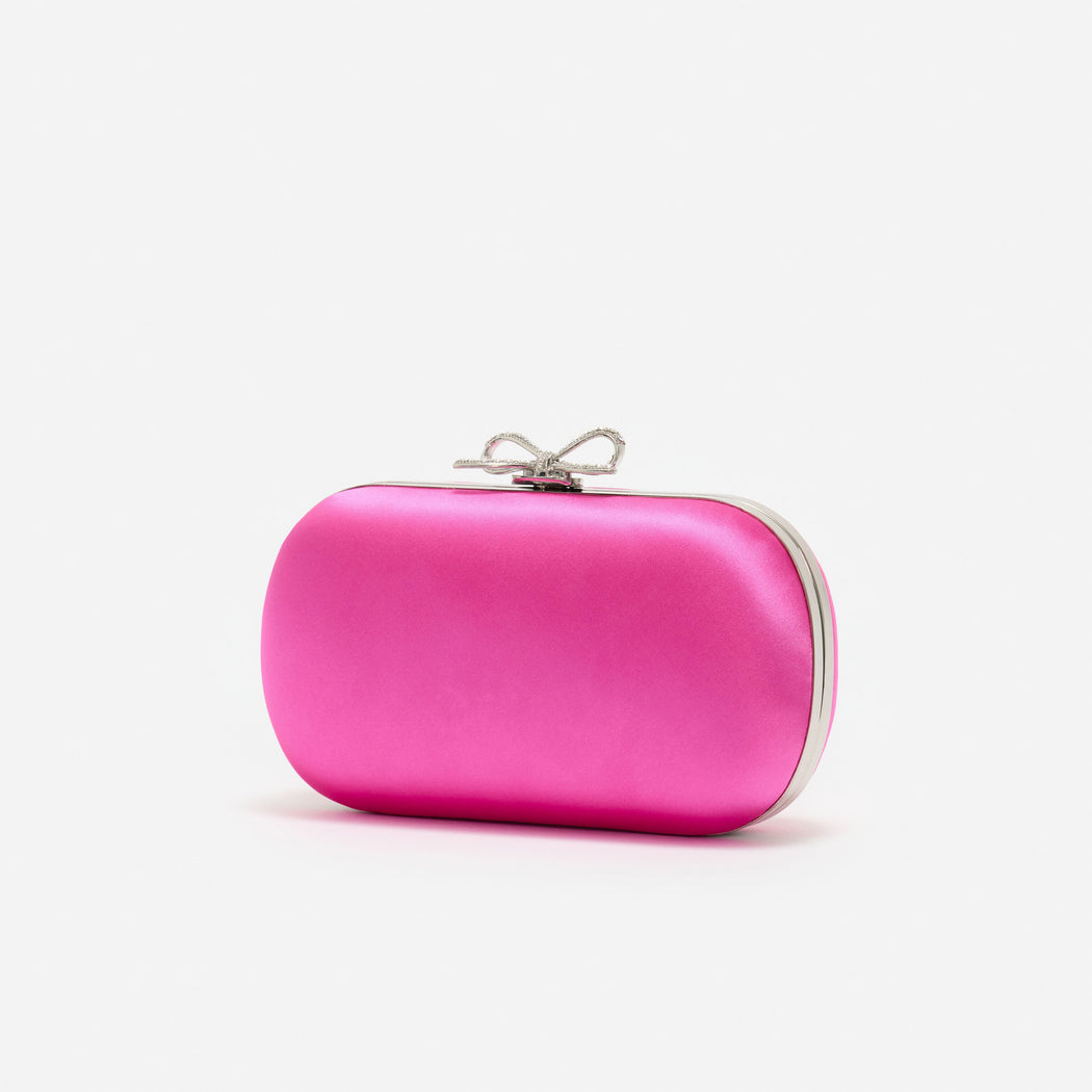 Bright Pink Satin Clutch Bag