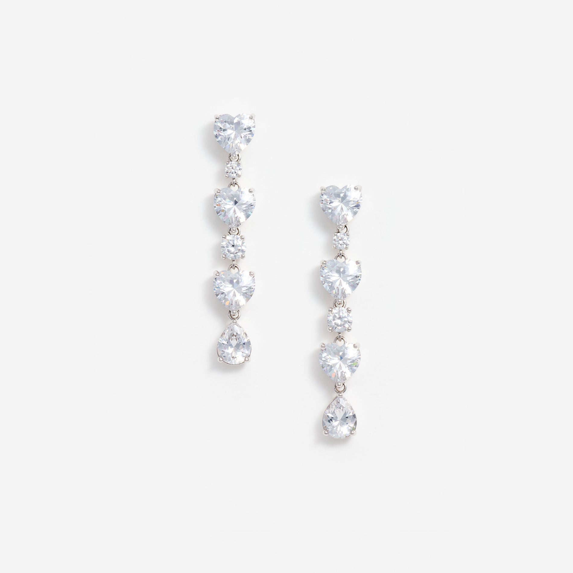 Crystal Heart Tiered Earrings