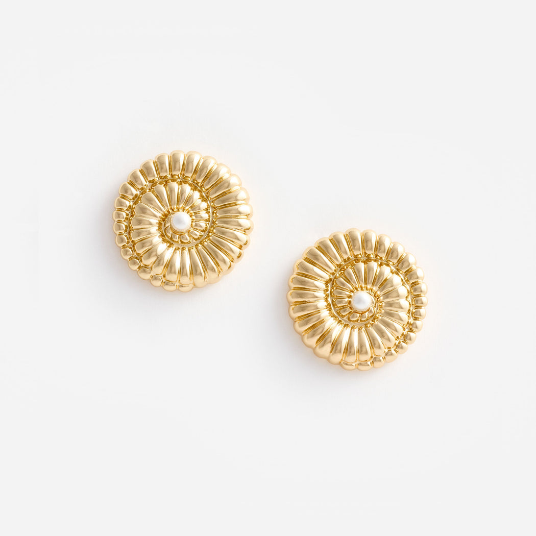 Gold Pearl Shell Earrings