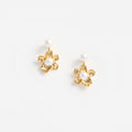 Gold Flower Pearl Jacket Earrings