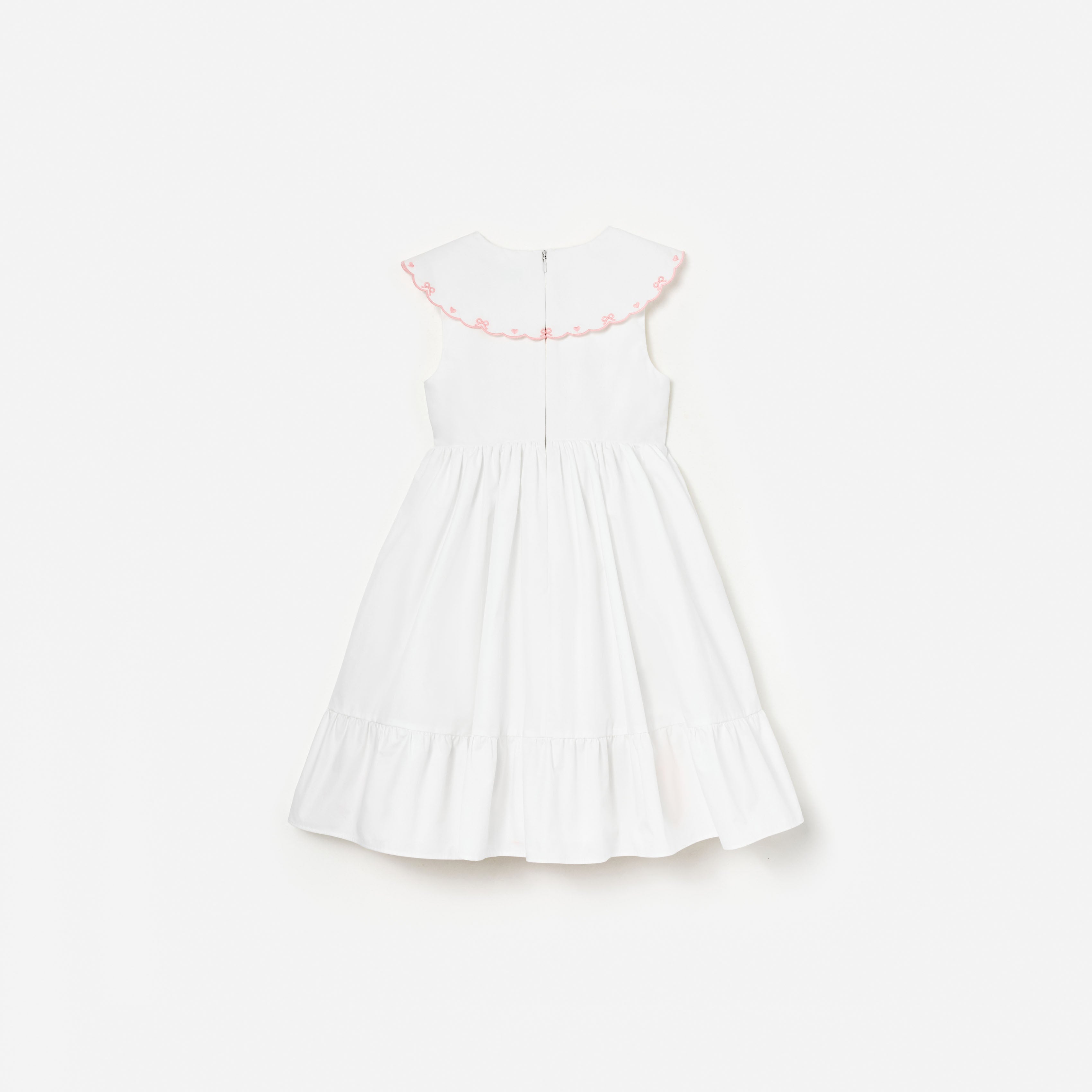 White Cotton Bow Embroidered Dress
