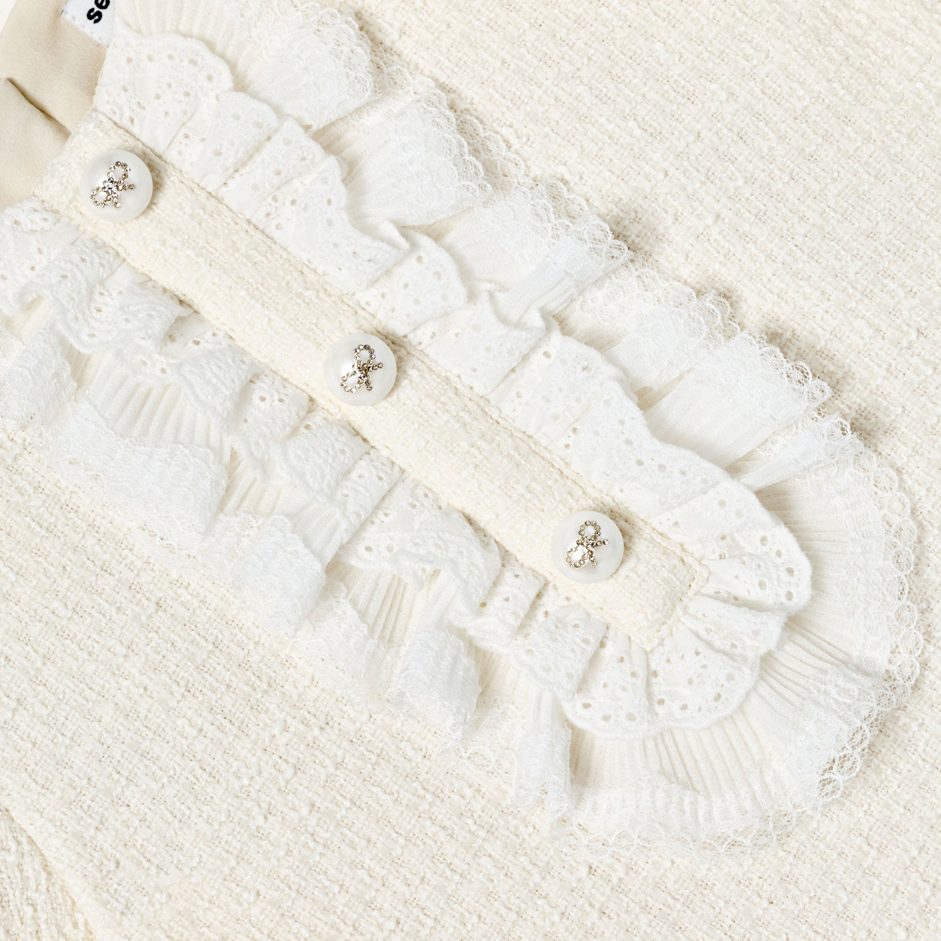 Cream Boucle Lace Bib Dress