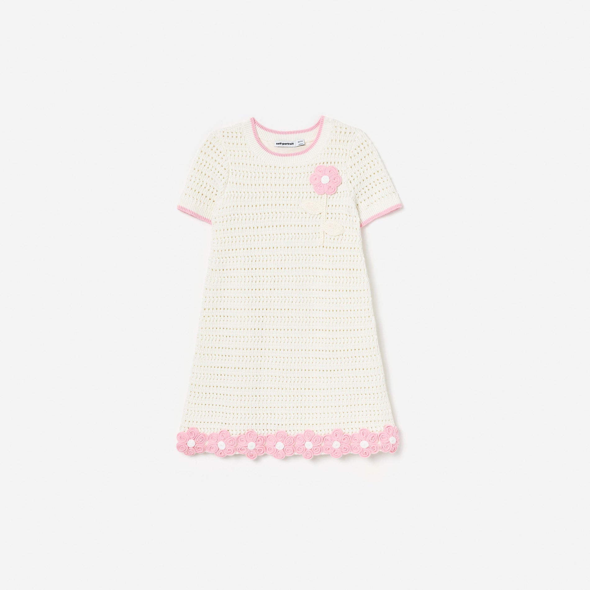 Cream Knit Flower Hem Mini Dress