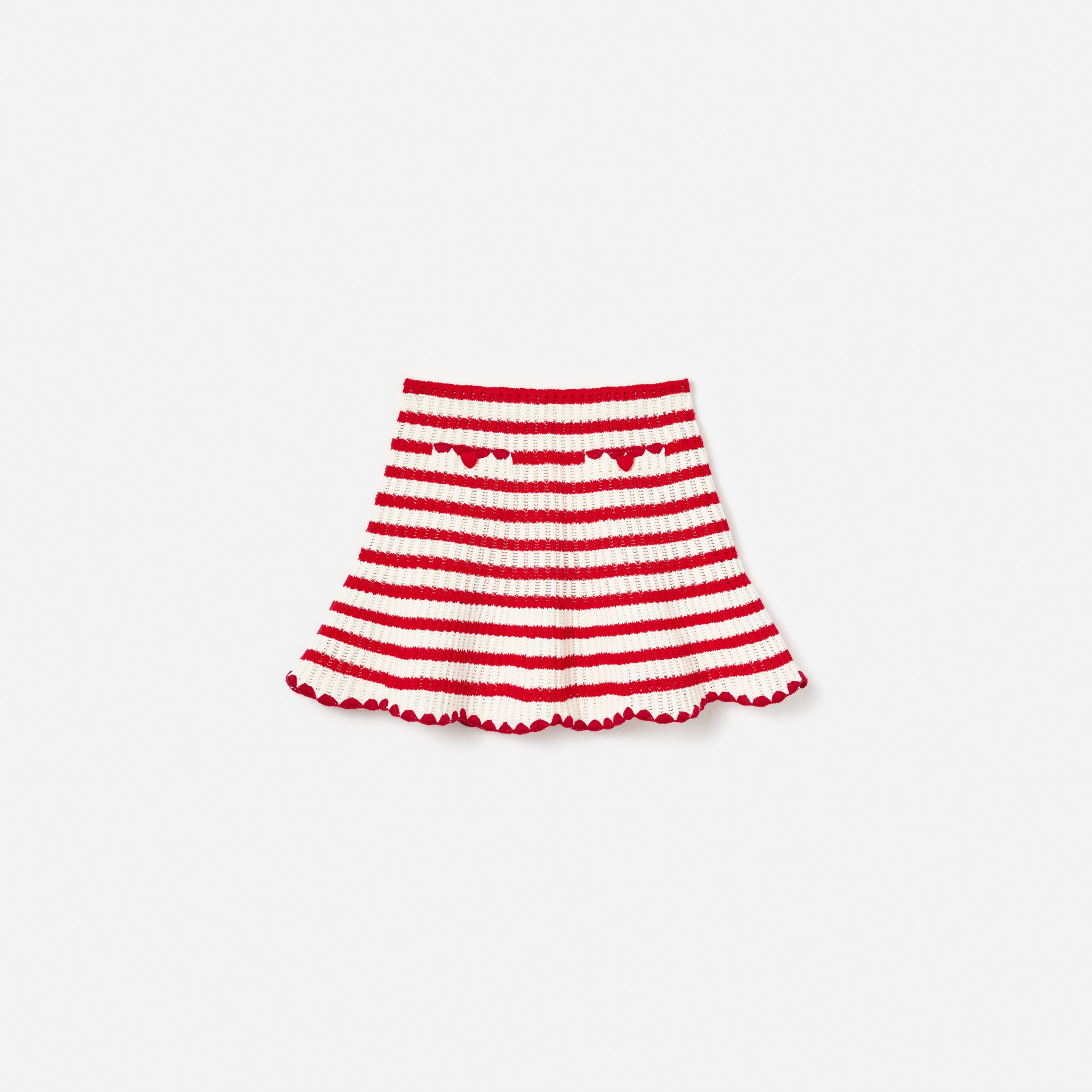 Cream And Red Stripe Knitted Skirt