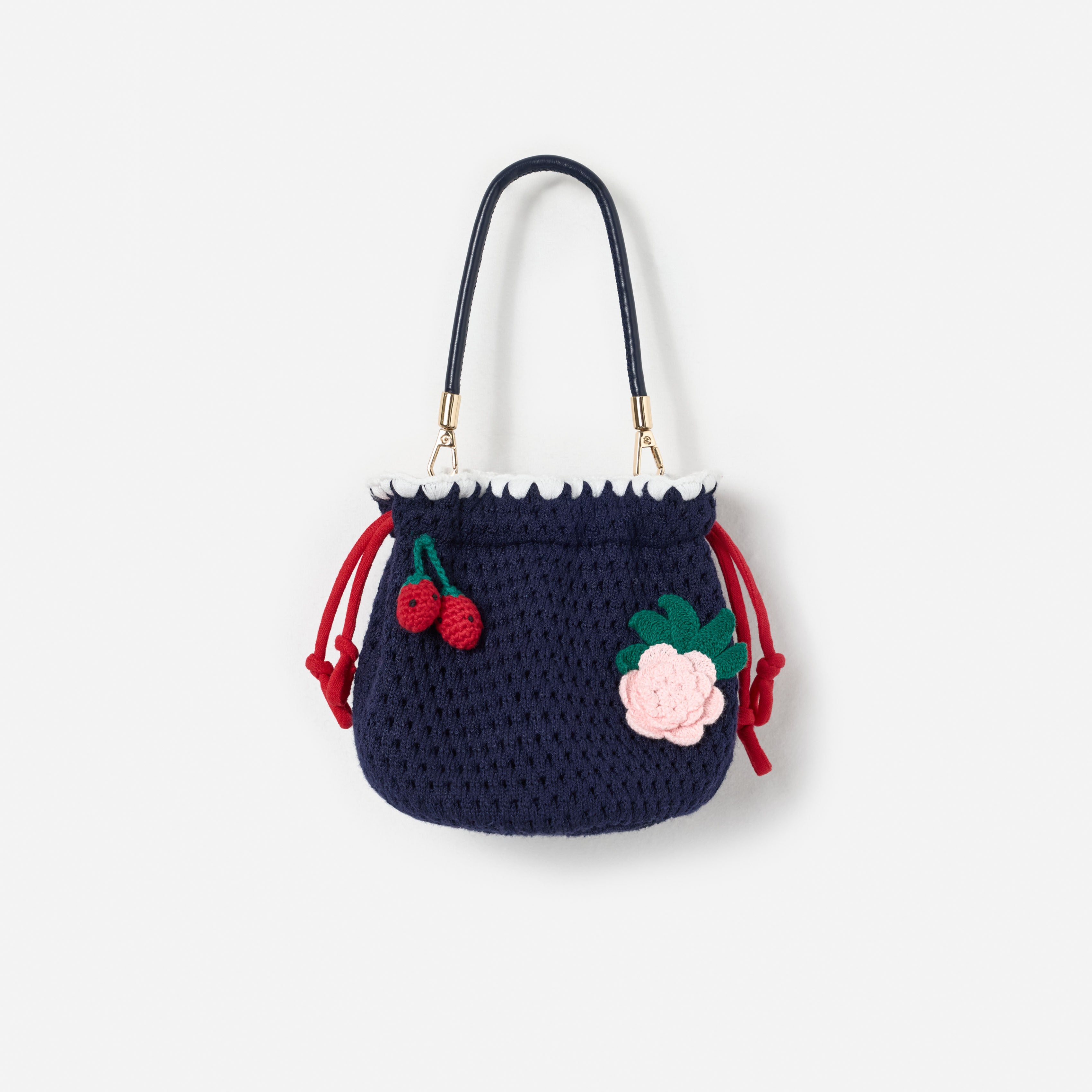 Navy Crochet Pouch Bag – self-portrait-US