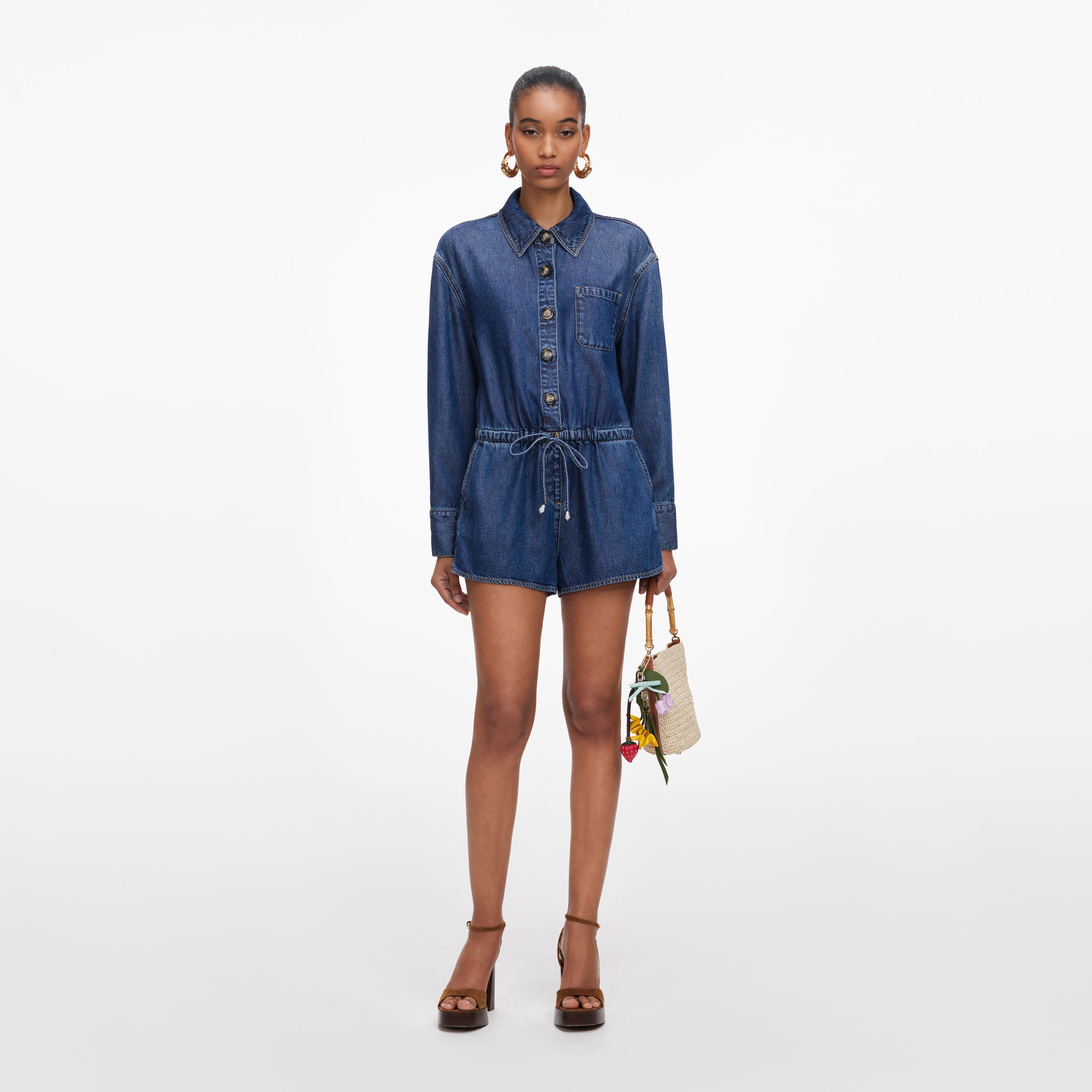 self-portrait - Denim Relaxed Fit Playsuit