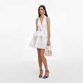 White Linen Blend Peplum Mini Dress
