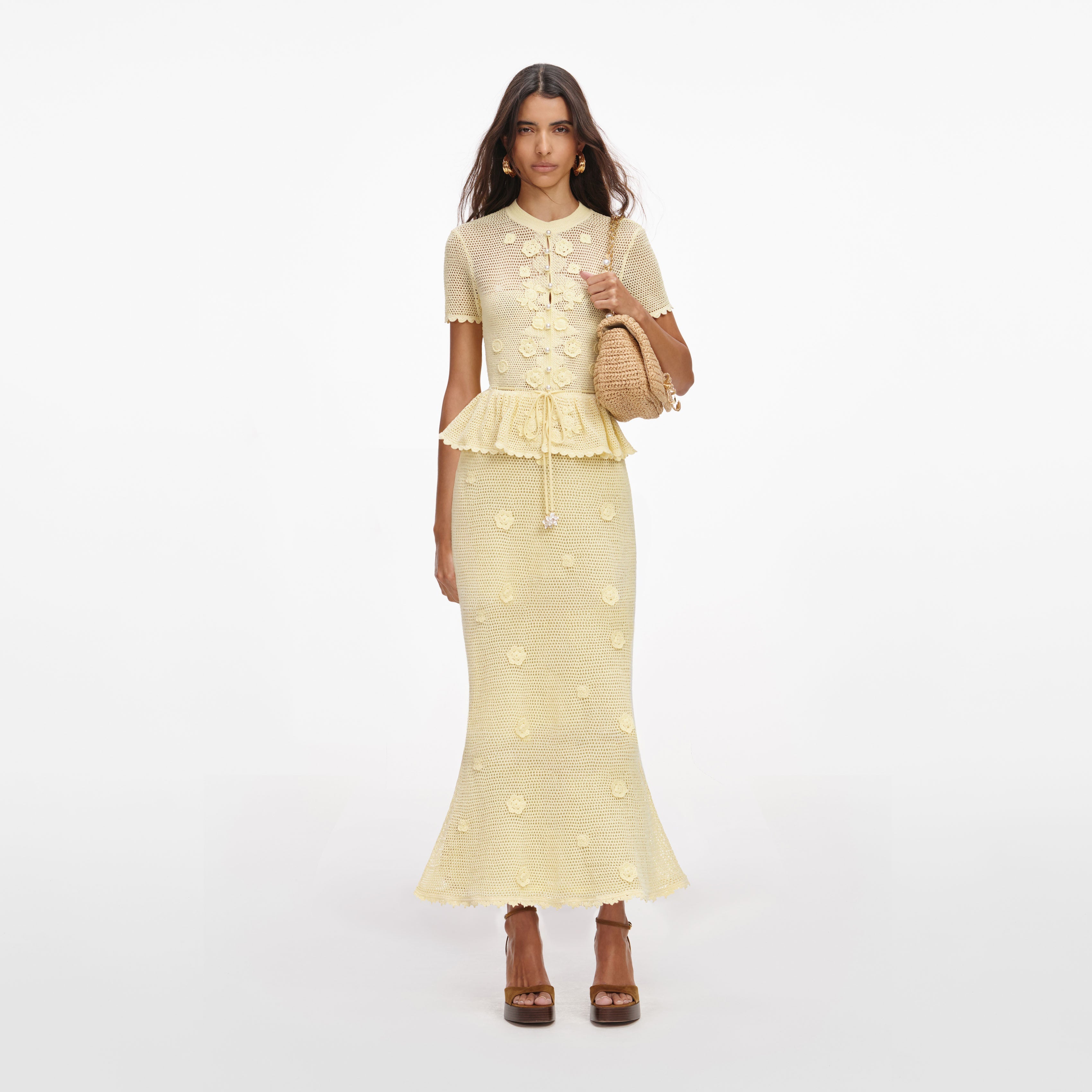 self portrait crochet midi dress self-portrait - Pink Crochet Lace Midi Dress