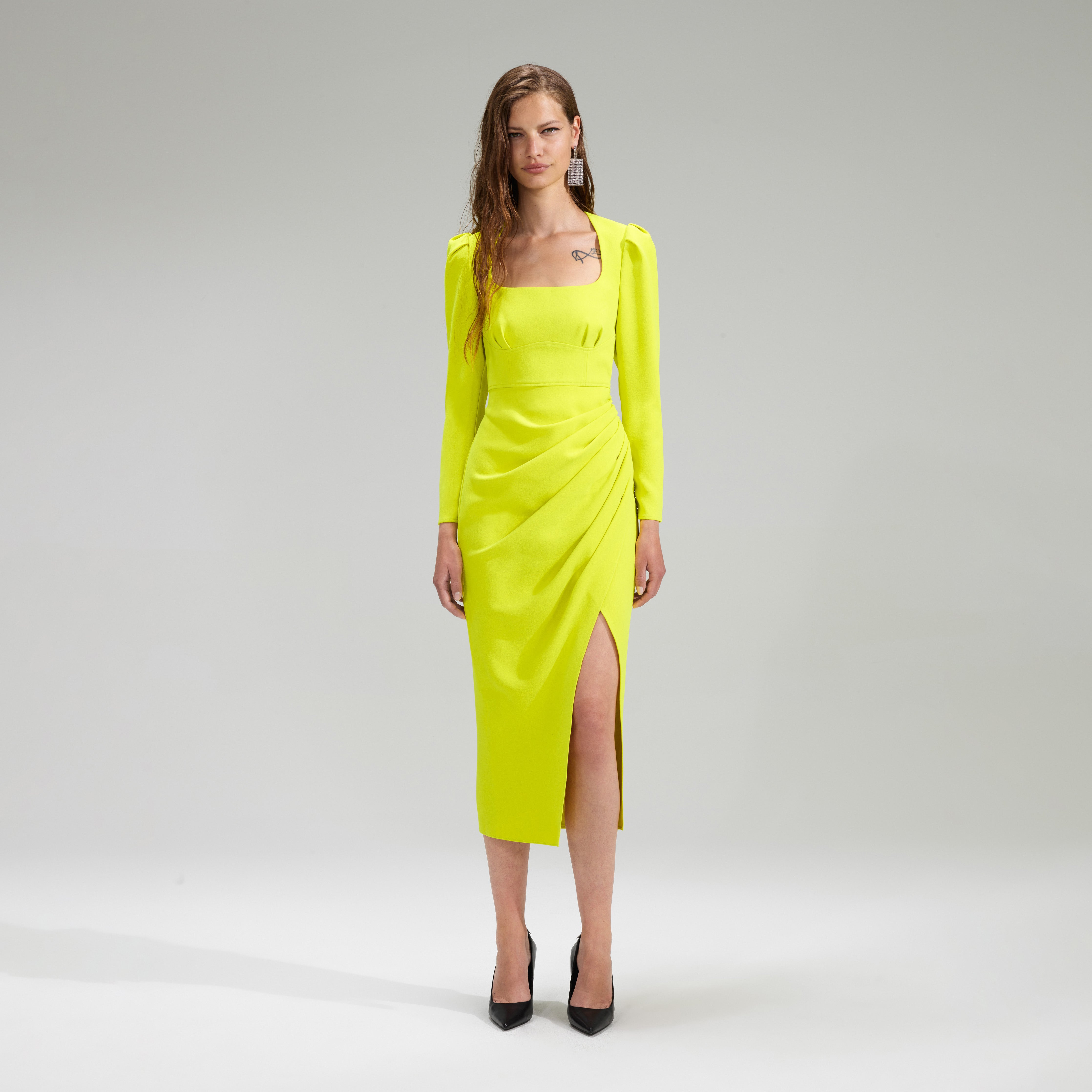self portrait neon dress Self-Portrait Green Cut Out Mini Dress