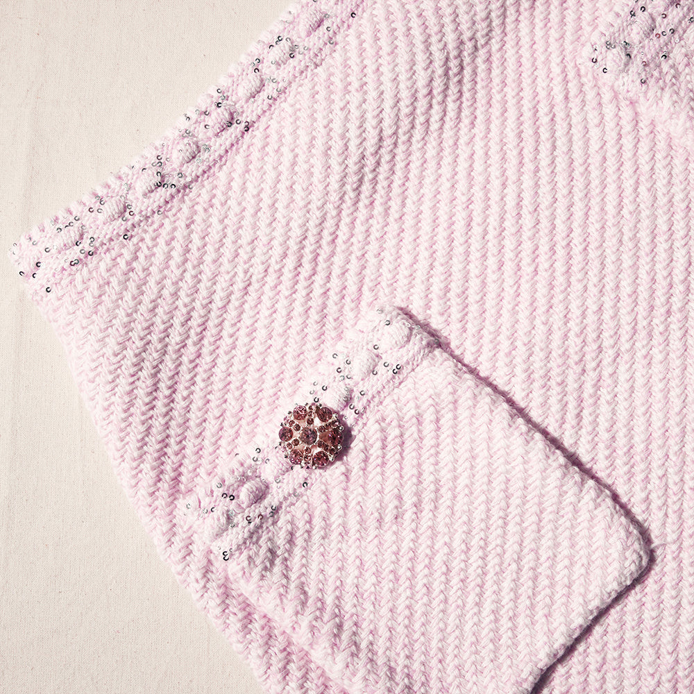 A close up of the fabric for the Pink Knit Mini Skirt