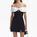 Black Crepe Bow Mini Dress