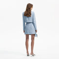 Blue Sequin Boucle Mini Skirt