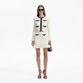 Cream Textured Knit Mini Skirt
