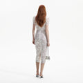 Cream Cord Lace V-Neck Midi Dress