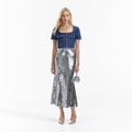 Silver Sequin Midi Skirt