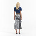 Silver Sequin Midi Skirt