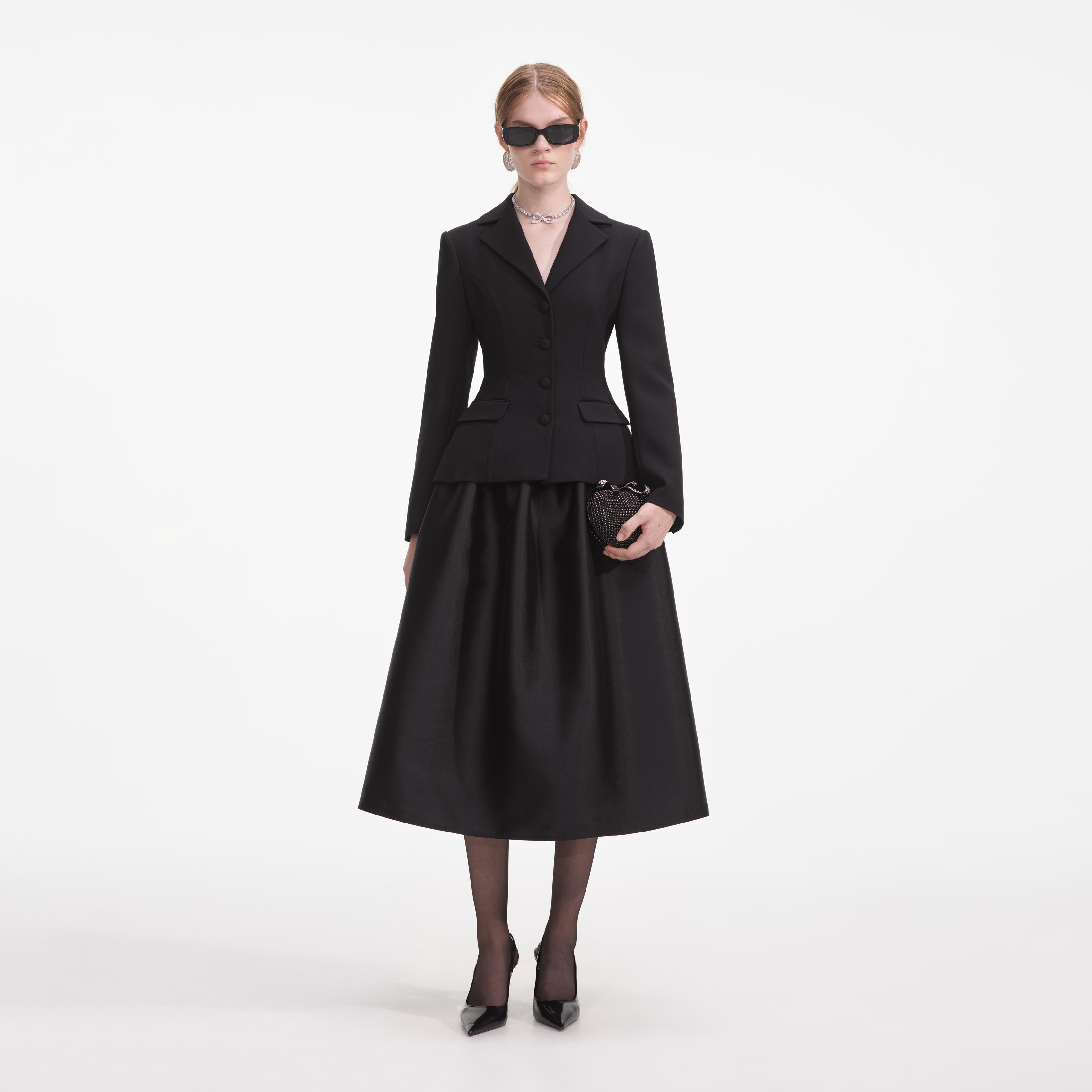 self-portrait - Black Tailored Midi Dress self-portrait - Black Tailored Midi Dress