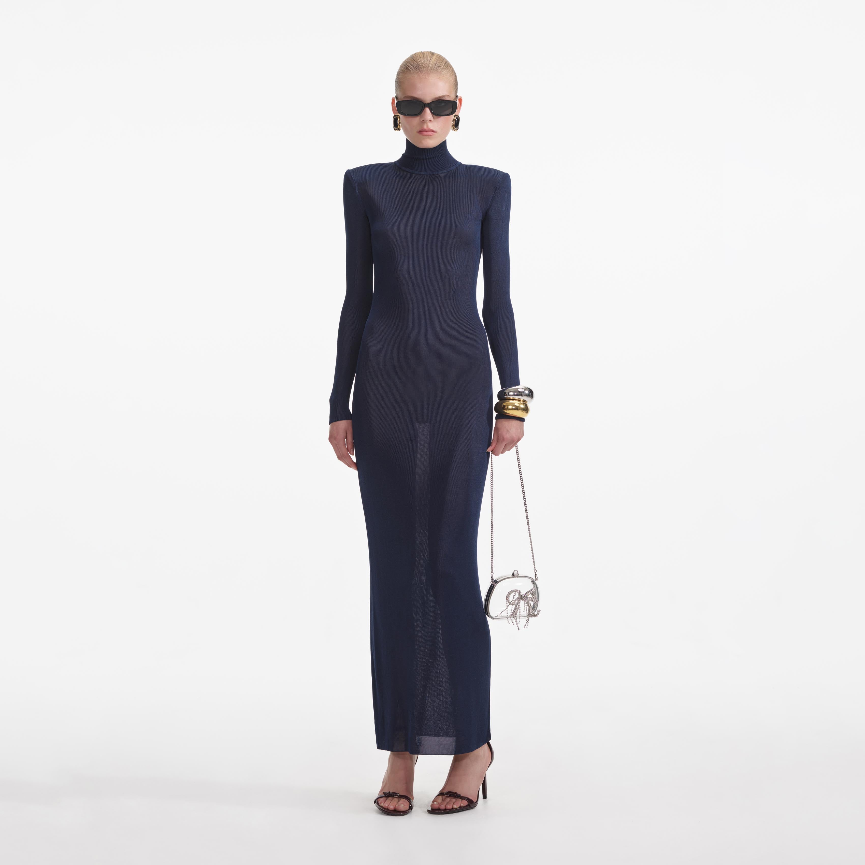 navy knit maxi dress Mango knit maxi dress in navy