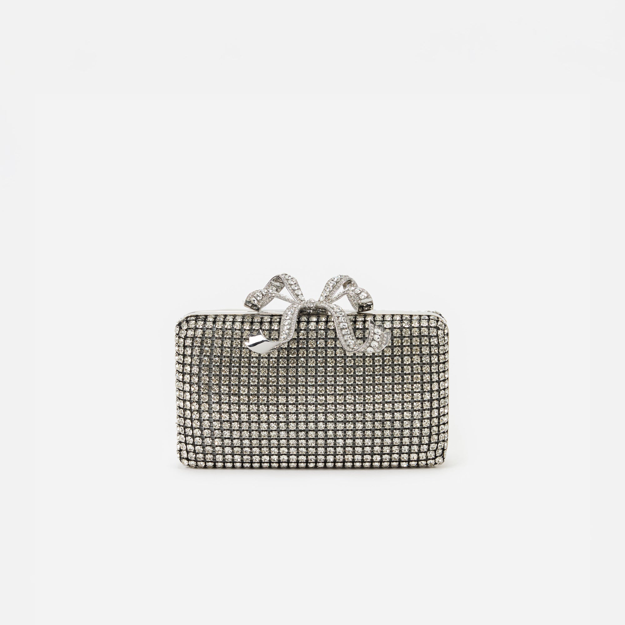 Silver Crystal Box Clutch