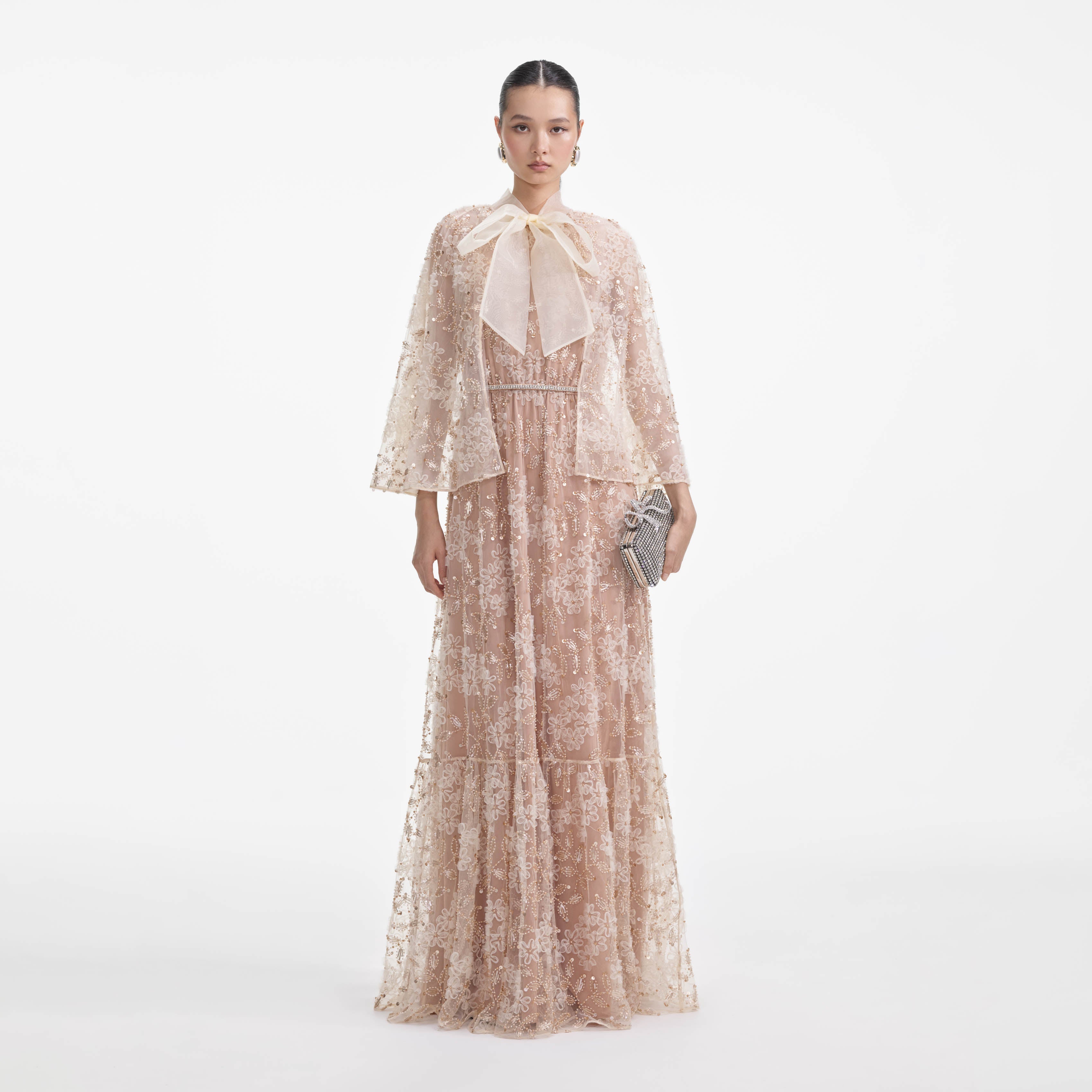 Embellished Cape Maxi Dress – self-portrait-US Embellished Cape Maxi Dress – self-portrait-US